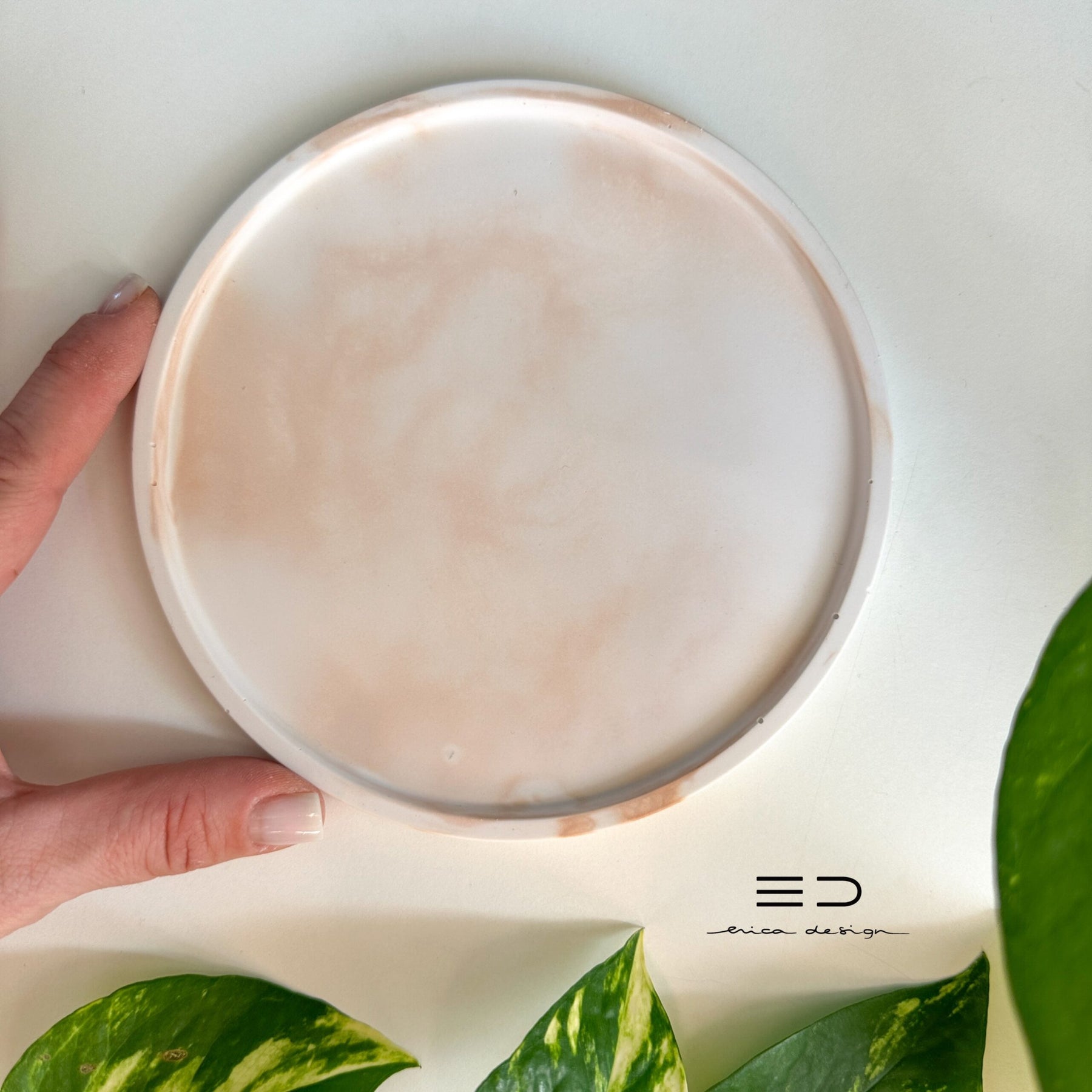 decorative tray round | beige