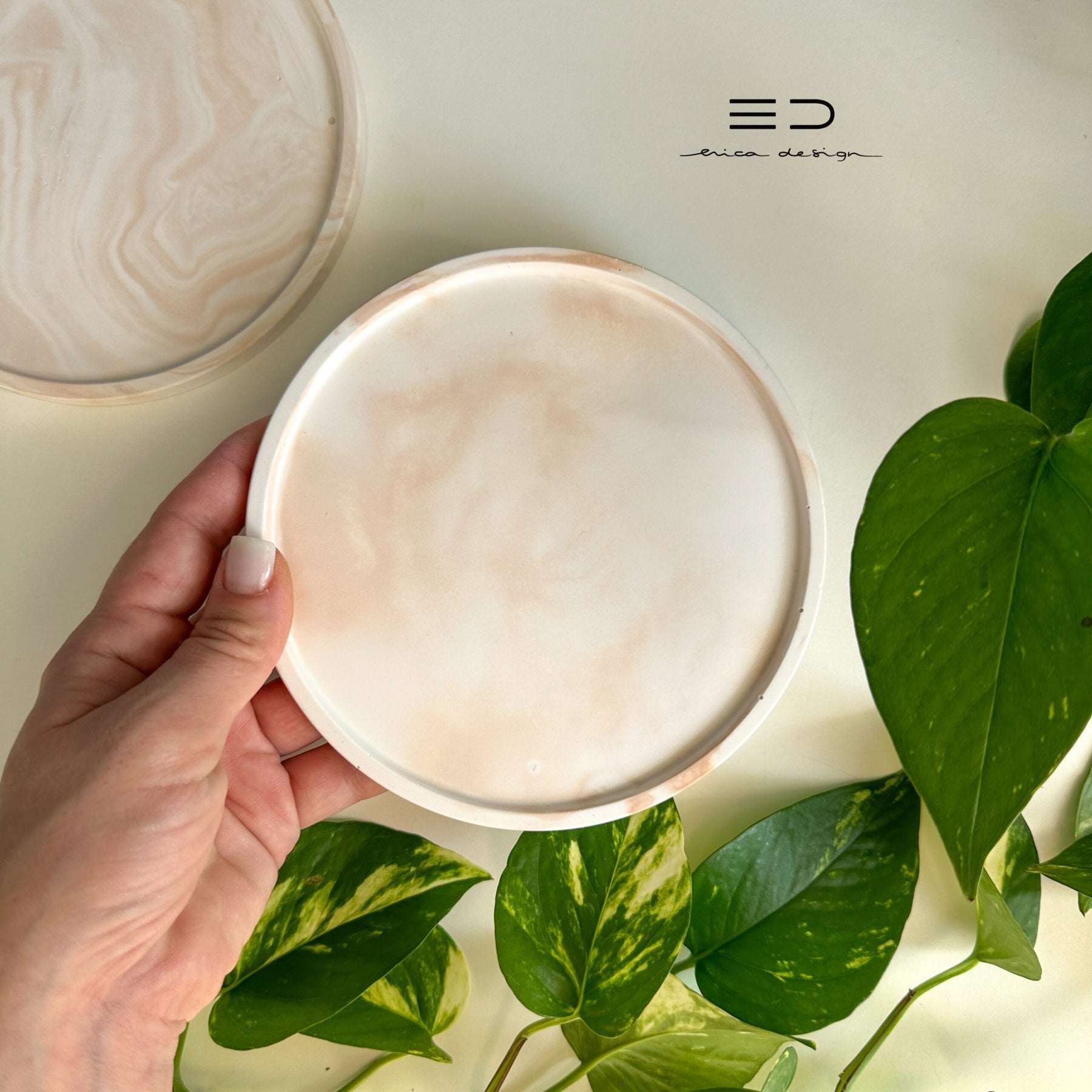 decorative tray round | beige