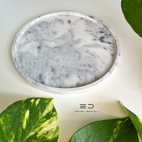 decorative tray round | black gray