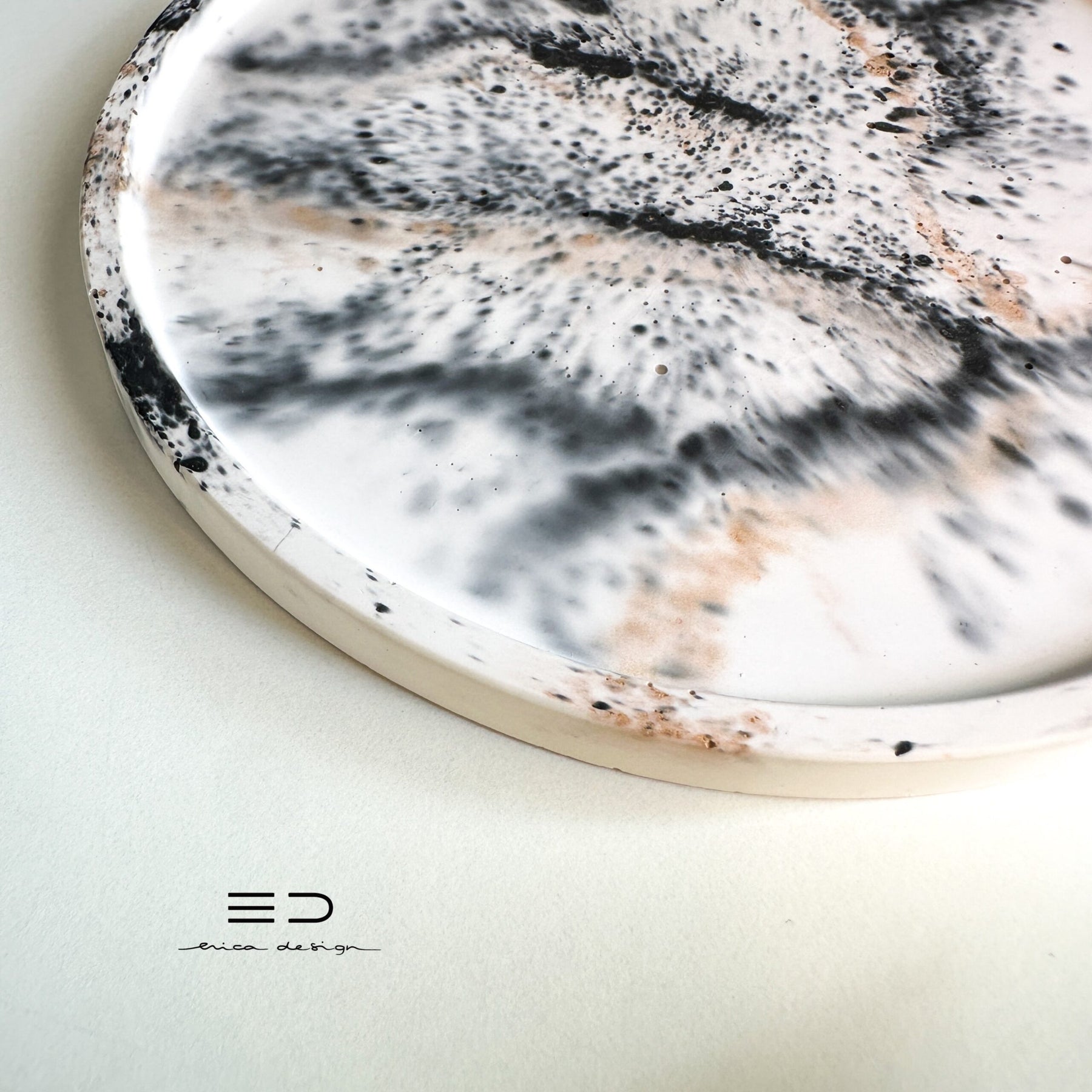 decorative tray round | black gray