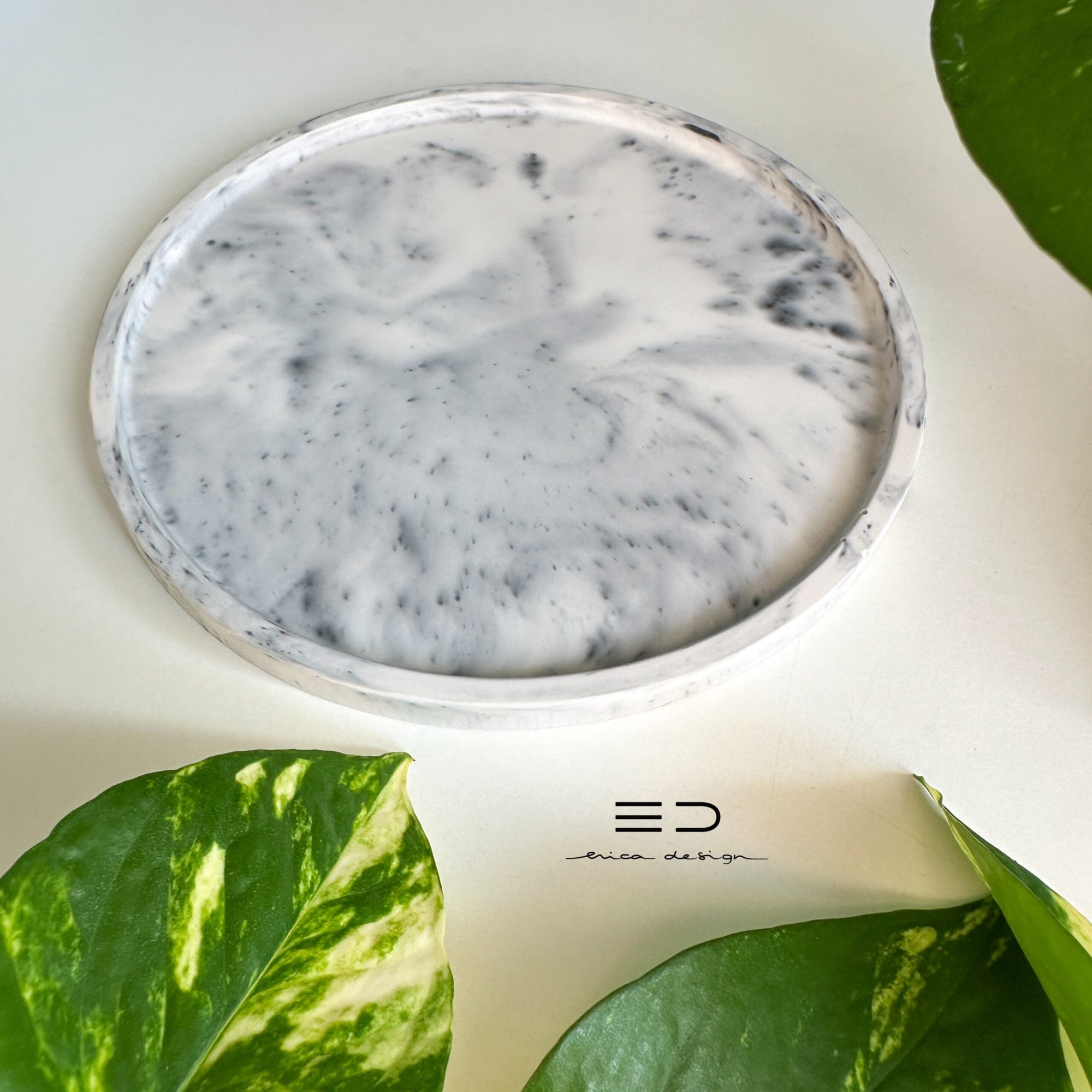 decoratieve ronde schaal | zwart grijs