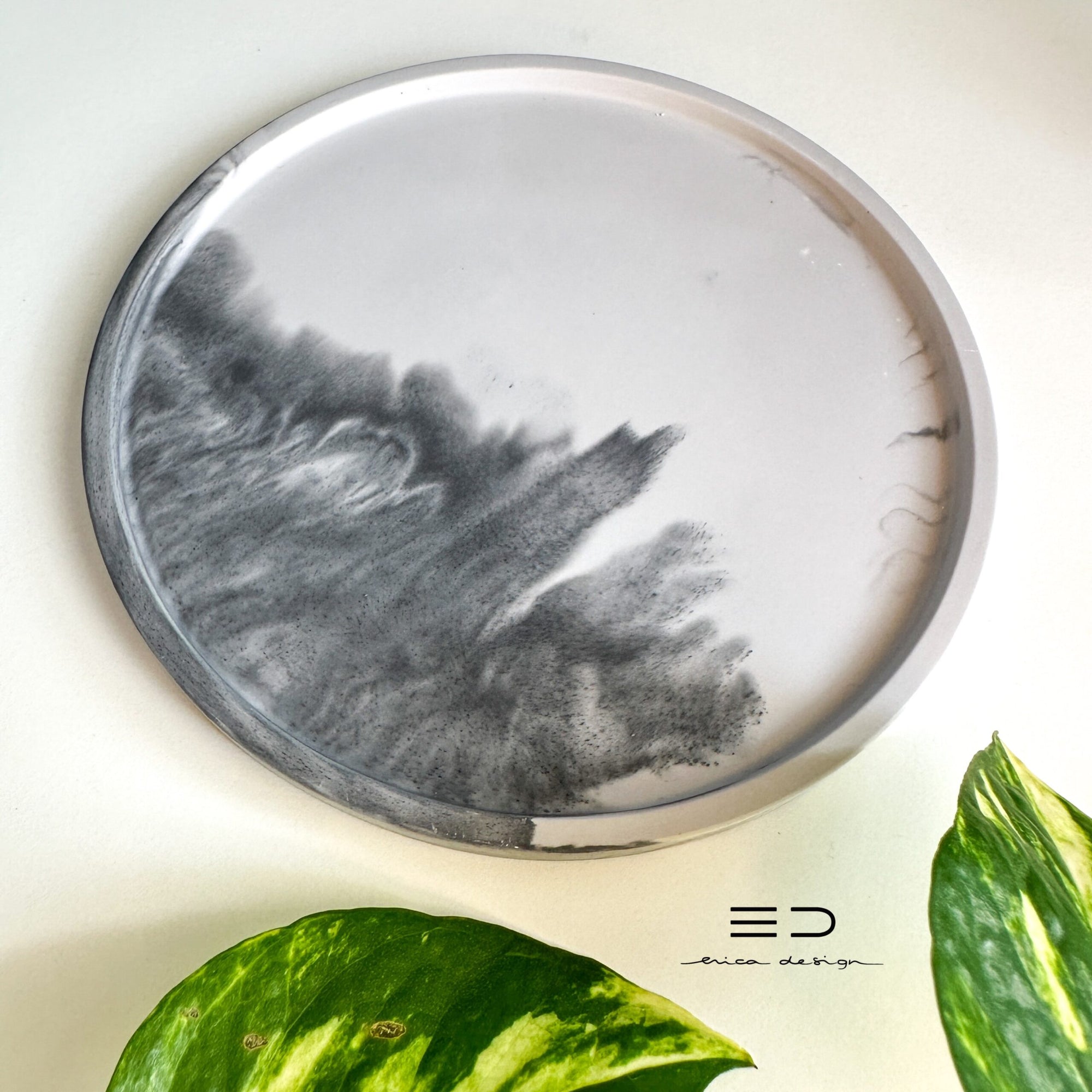 decoratieve ronde schaal | zwart grijs