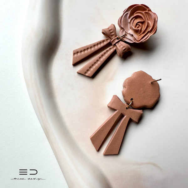 drop earrings | bow and rose