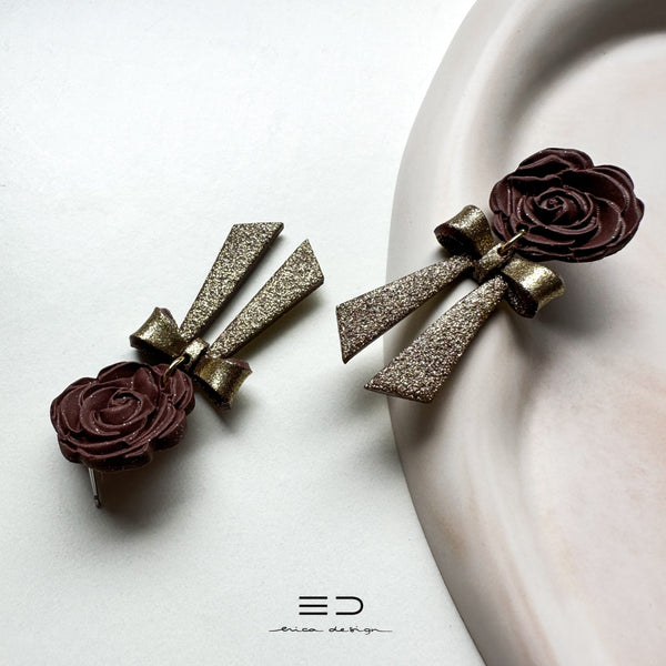 drop earrings | bow and rose