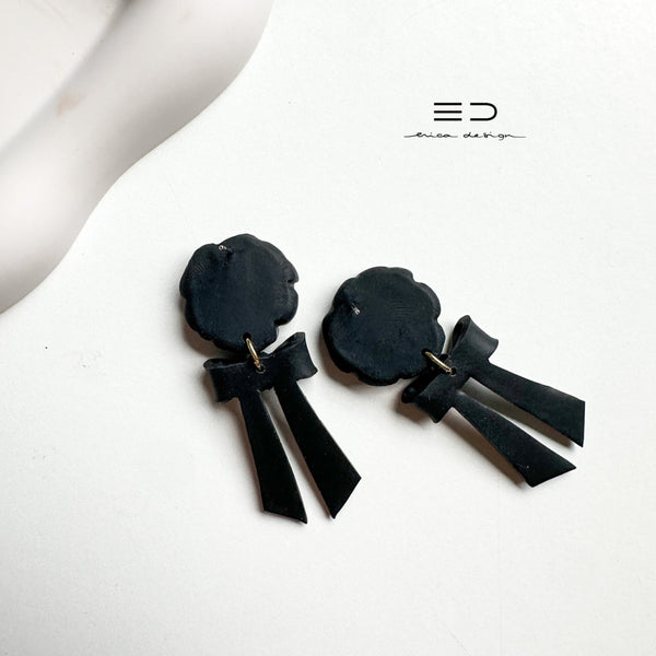 drop earrings | bow and rose