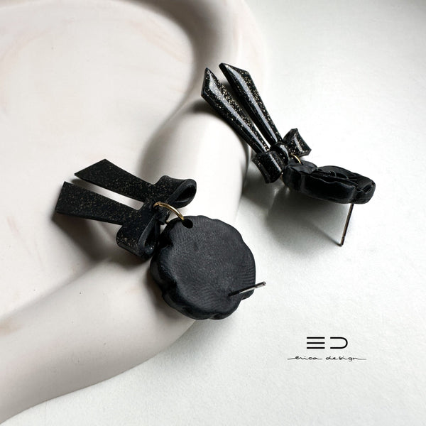 drop earrings | bow and rose