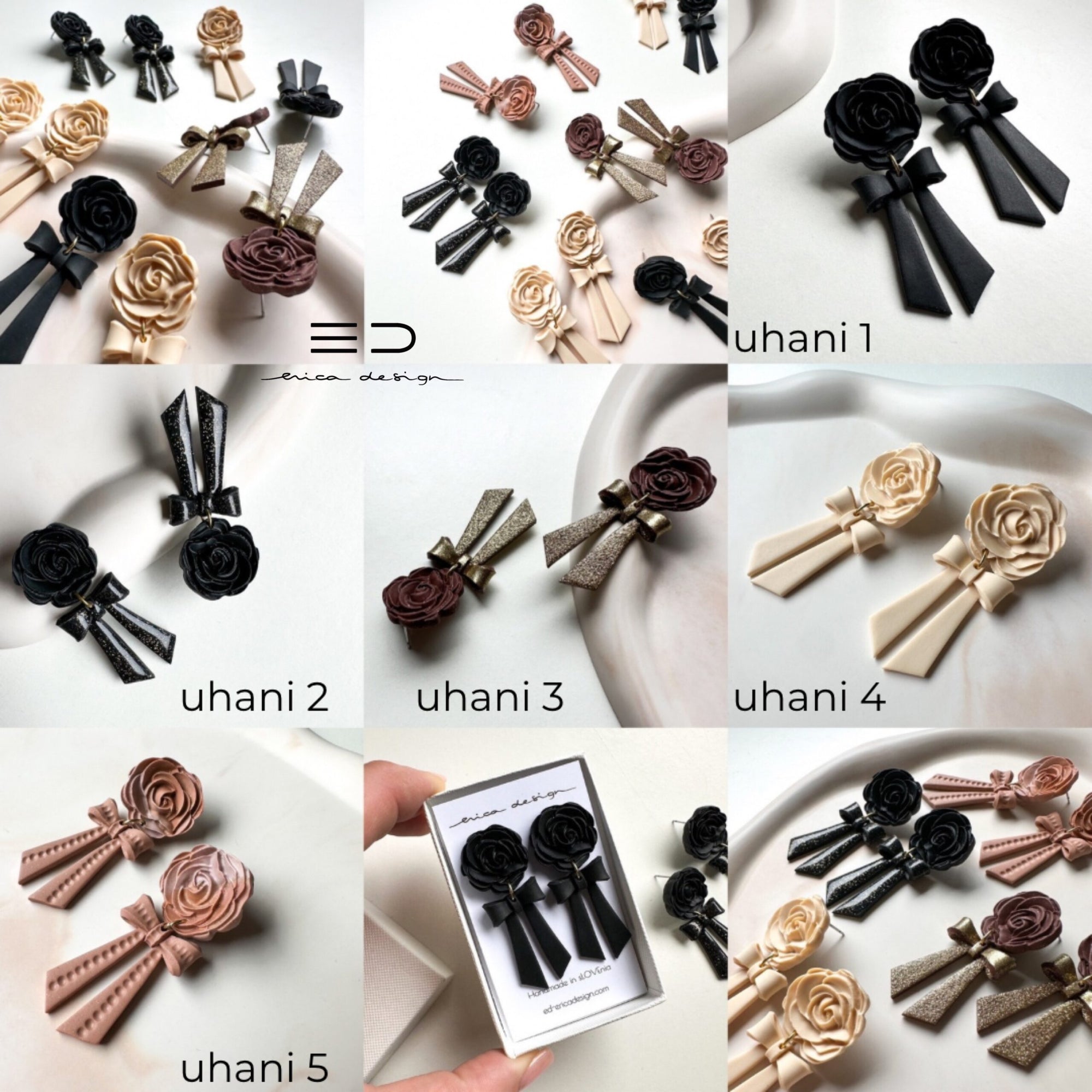 drop earrings | bow and rose