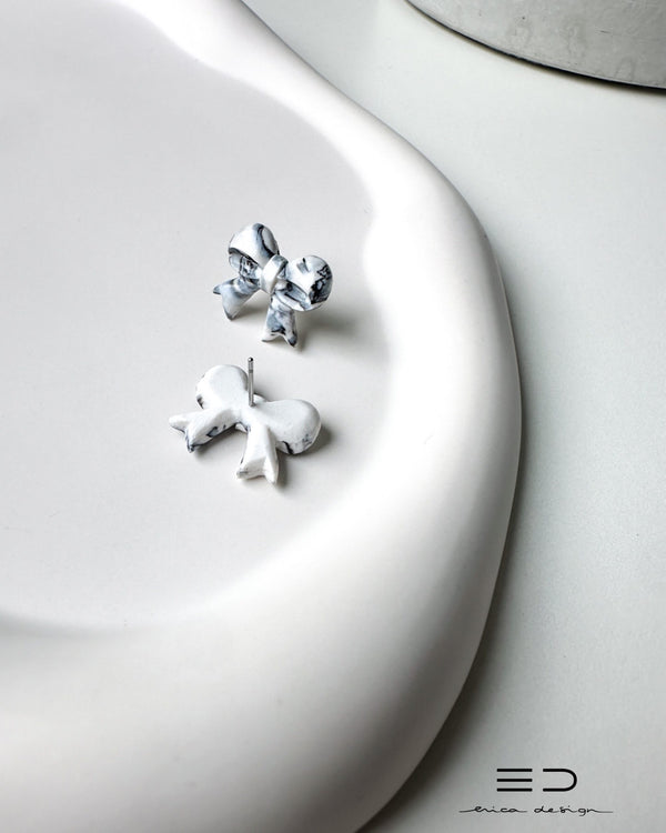 Marble Bow | White - Black