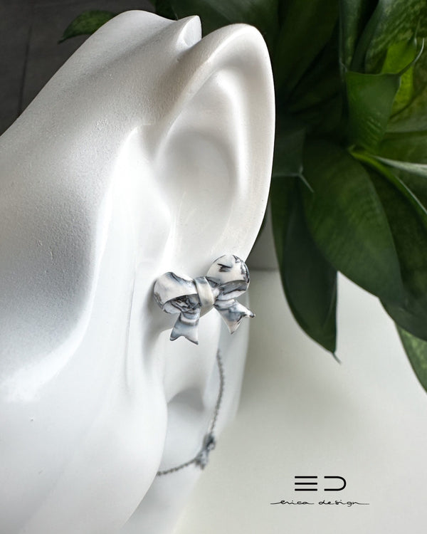 Marble Bow | White - Black