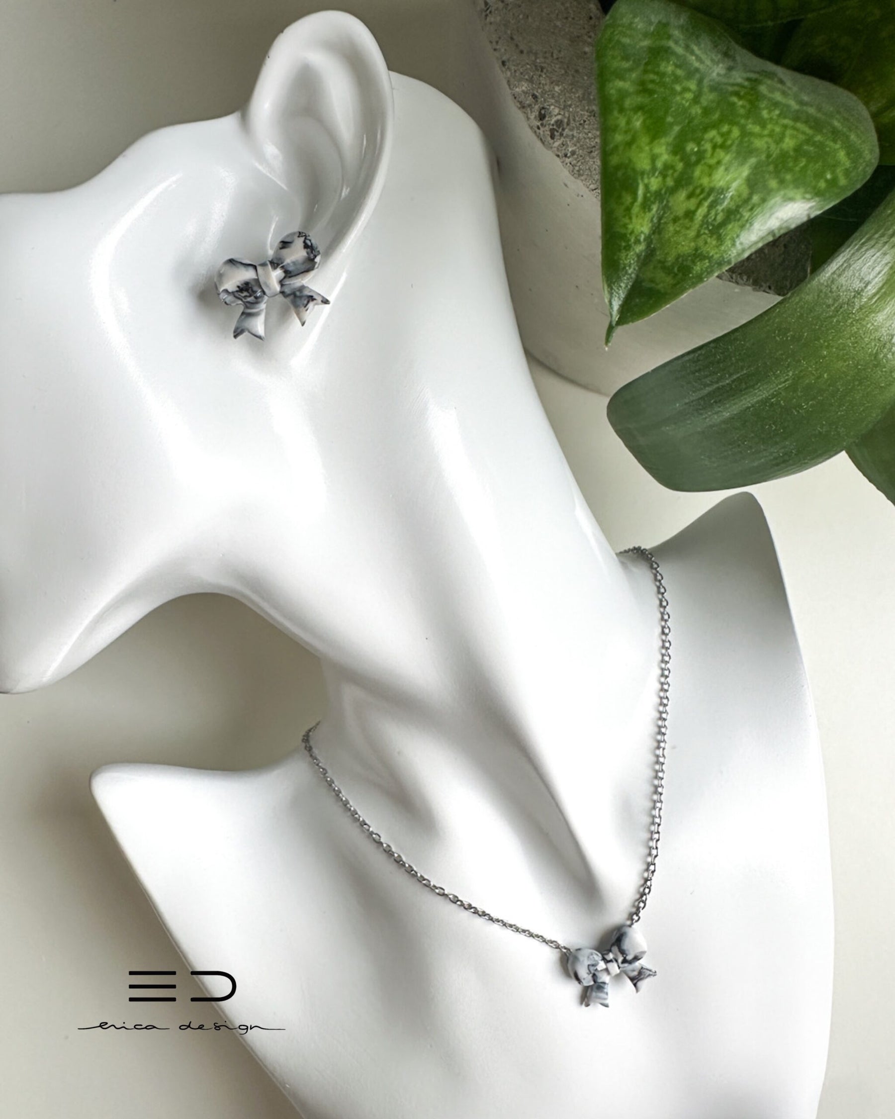 Marble bows | white - black