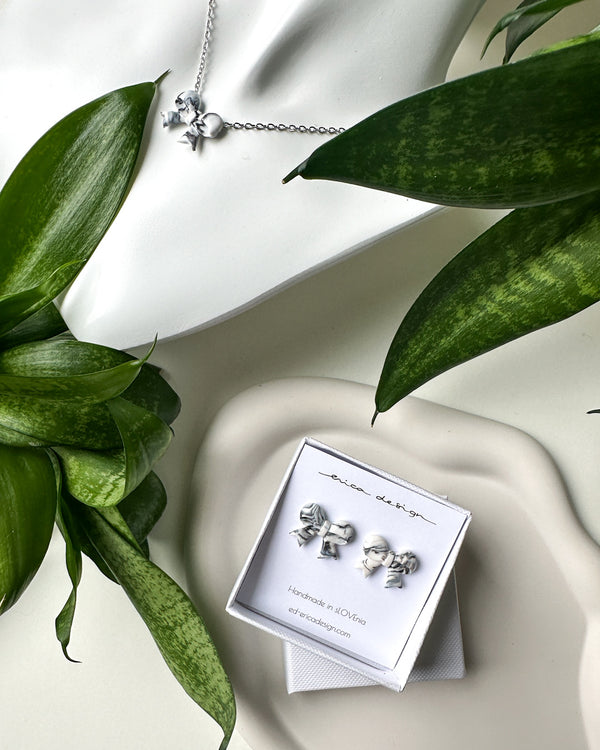 Marble bows | white - black
