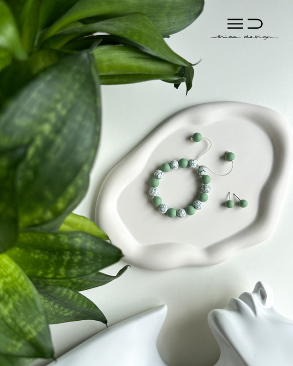 bulb marble green | bracelet, studs