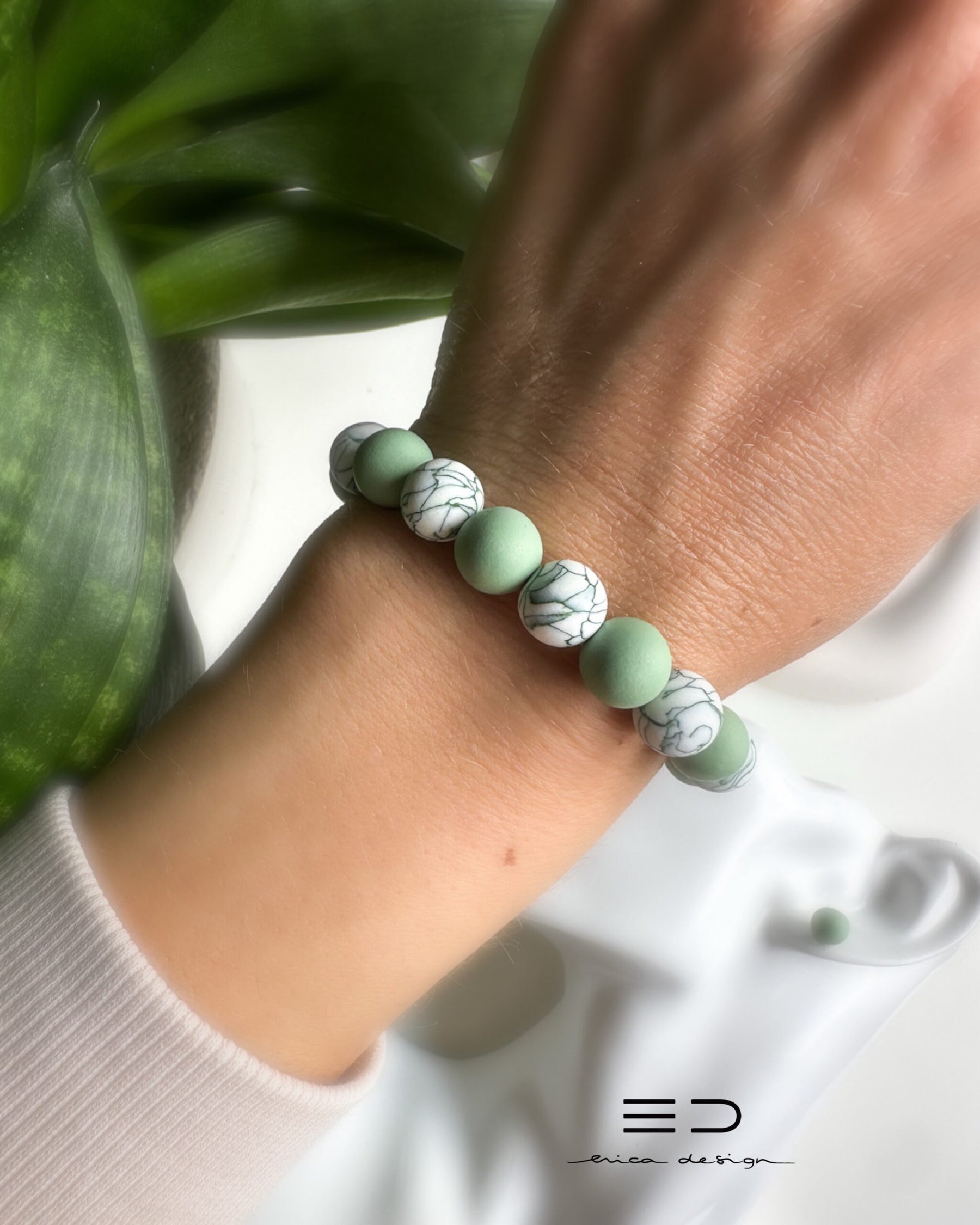 bulb marble green | bracelet, studs