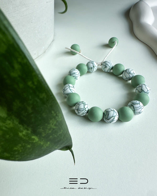 bulb marble green | bracelet, studs