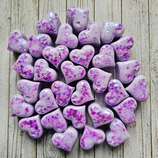 Calming purple hearts, 3 pcs