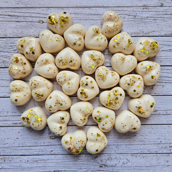 Amber gold hearts, 3 pcs