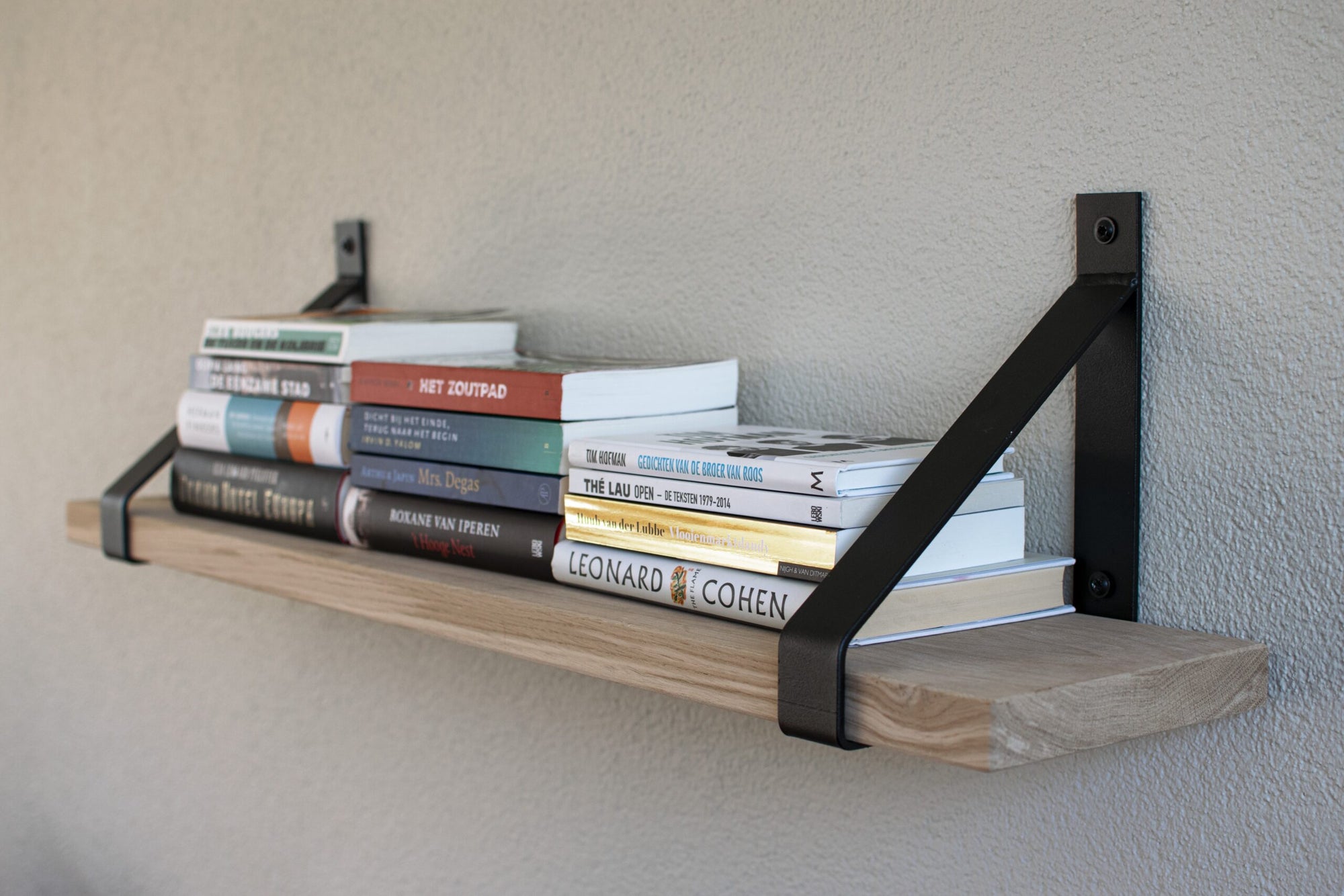 Industrial Shelf Brackets with Oak Shelf - 20 cm
