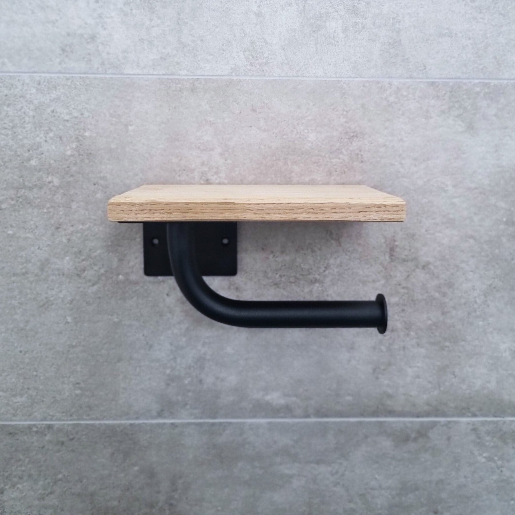 The Smart Toilet Paper Holder Matte Black - Light Oak