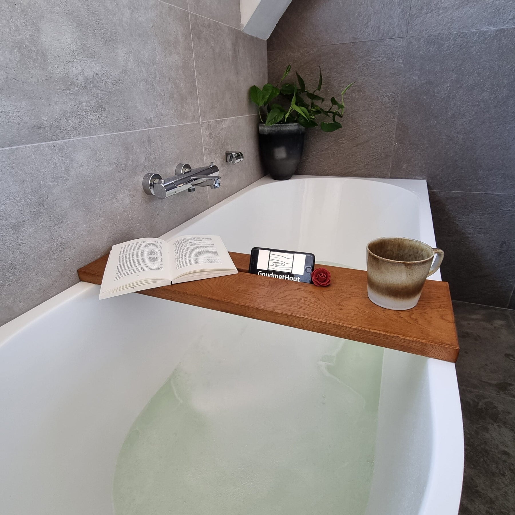 De Slimme Badplank Basis - Donker Warm Eiken