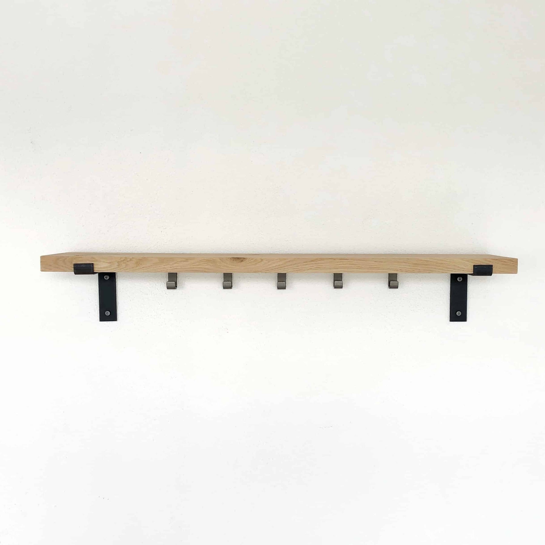 Industrial L-shaped Shelf Brackets with Oak Shelf - 25 cm