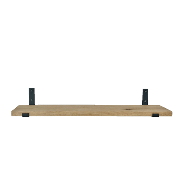 The Industrial L-shaped Shelf Brackets UP with Oak Shelf - 20 cm