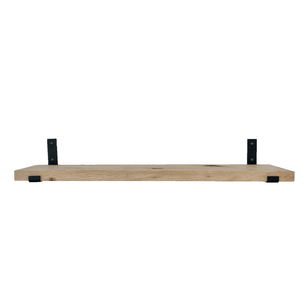 The Industrial L-shaped Shelf Brackets UP with Oak Shelf - 25 cm