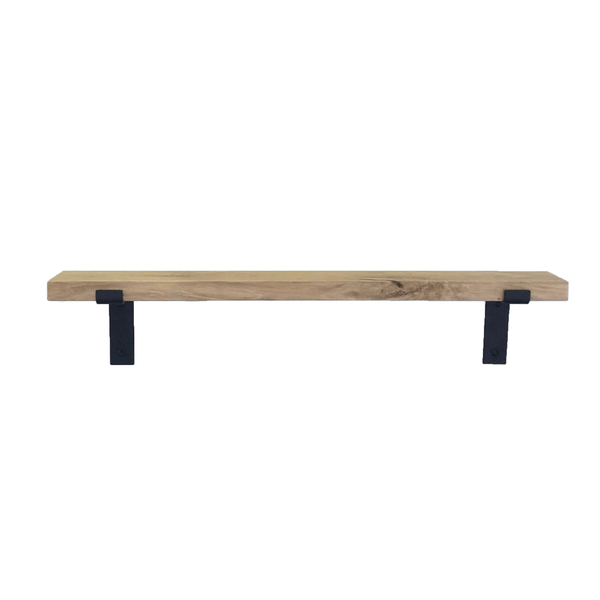 The Industrial L-Shaped Shelf Brackets with Oak Shelf – 10 cm