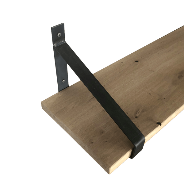 Industrial Shelf Brackets with Oak Shelf - 30 cm