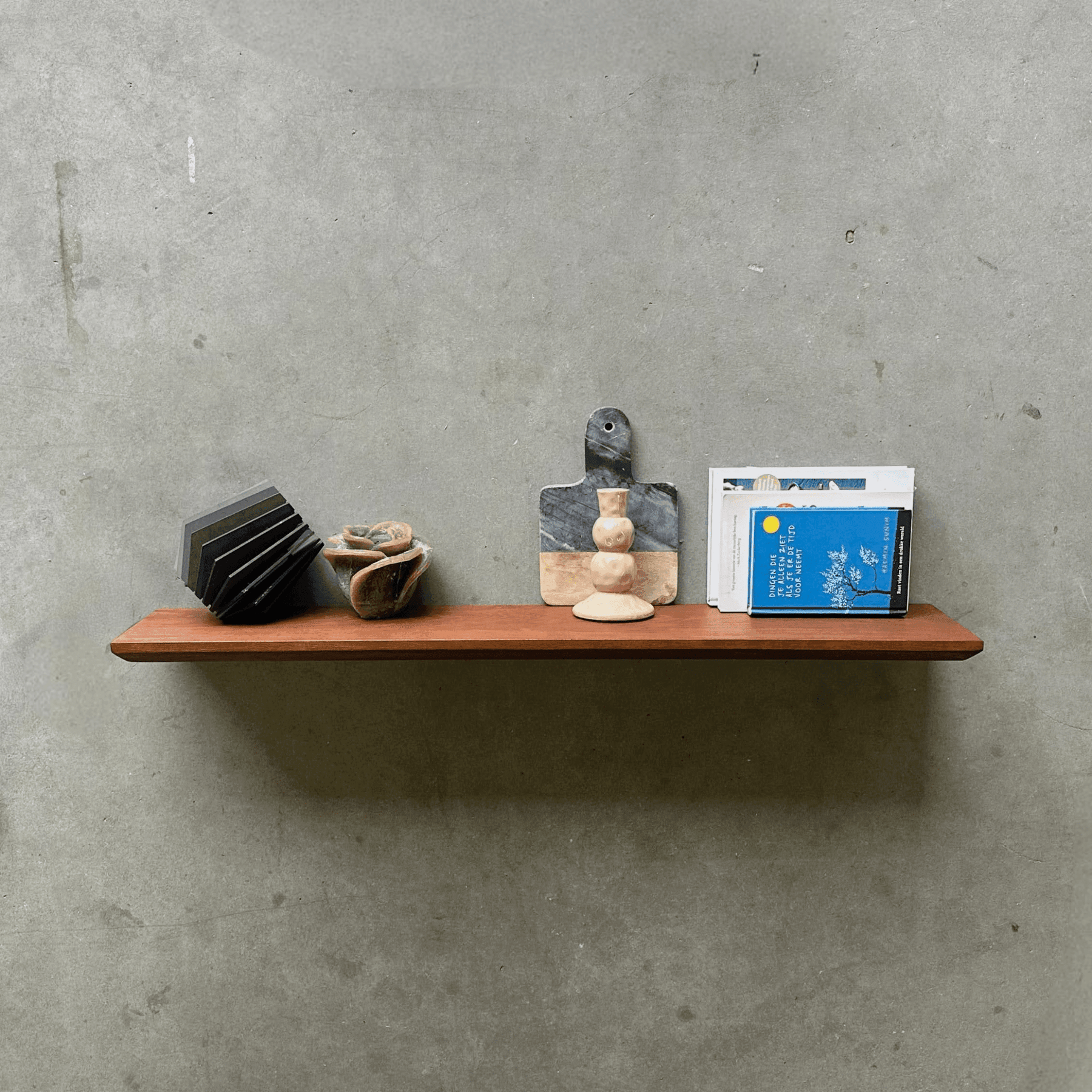 Floating Oak Wall Shelf - Beveled Edge
