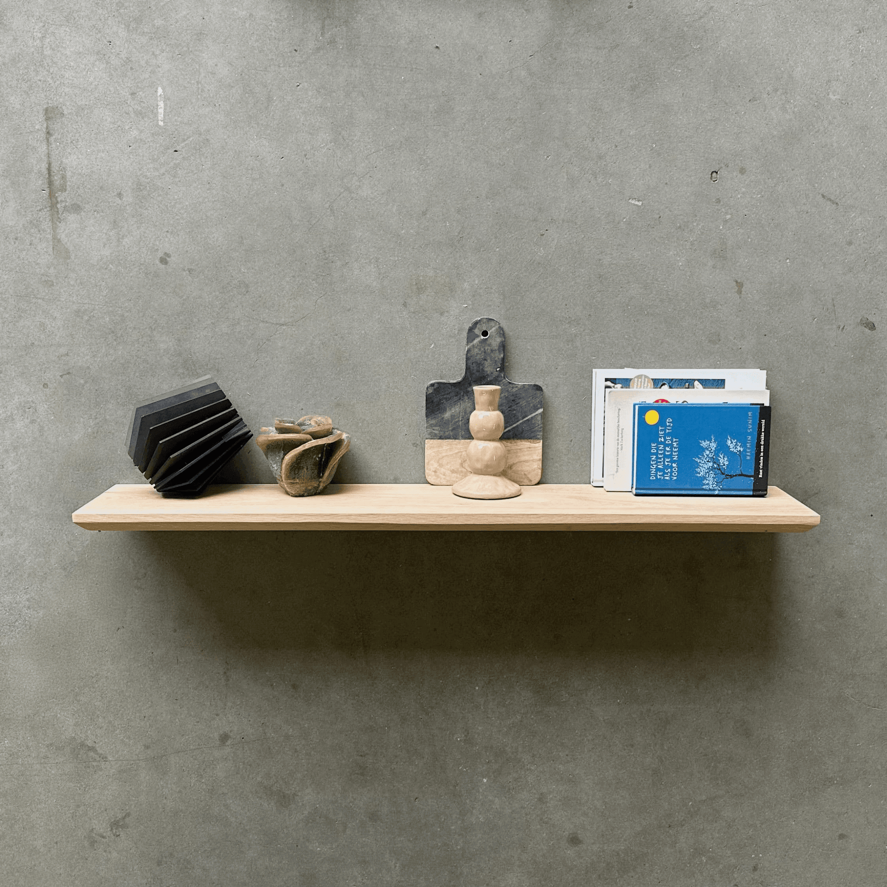 Floating Oak Wall Shelf - Beveled Edge