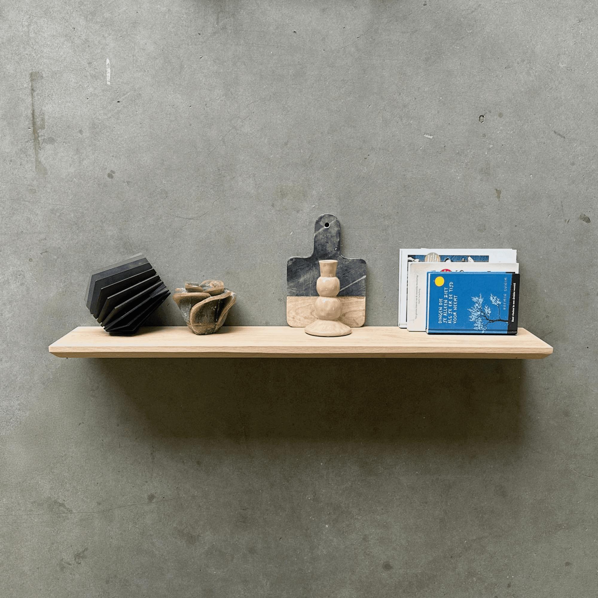 Floating Oak Wall Shelf - Beveled Edge