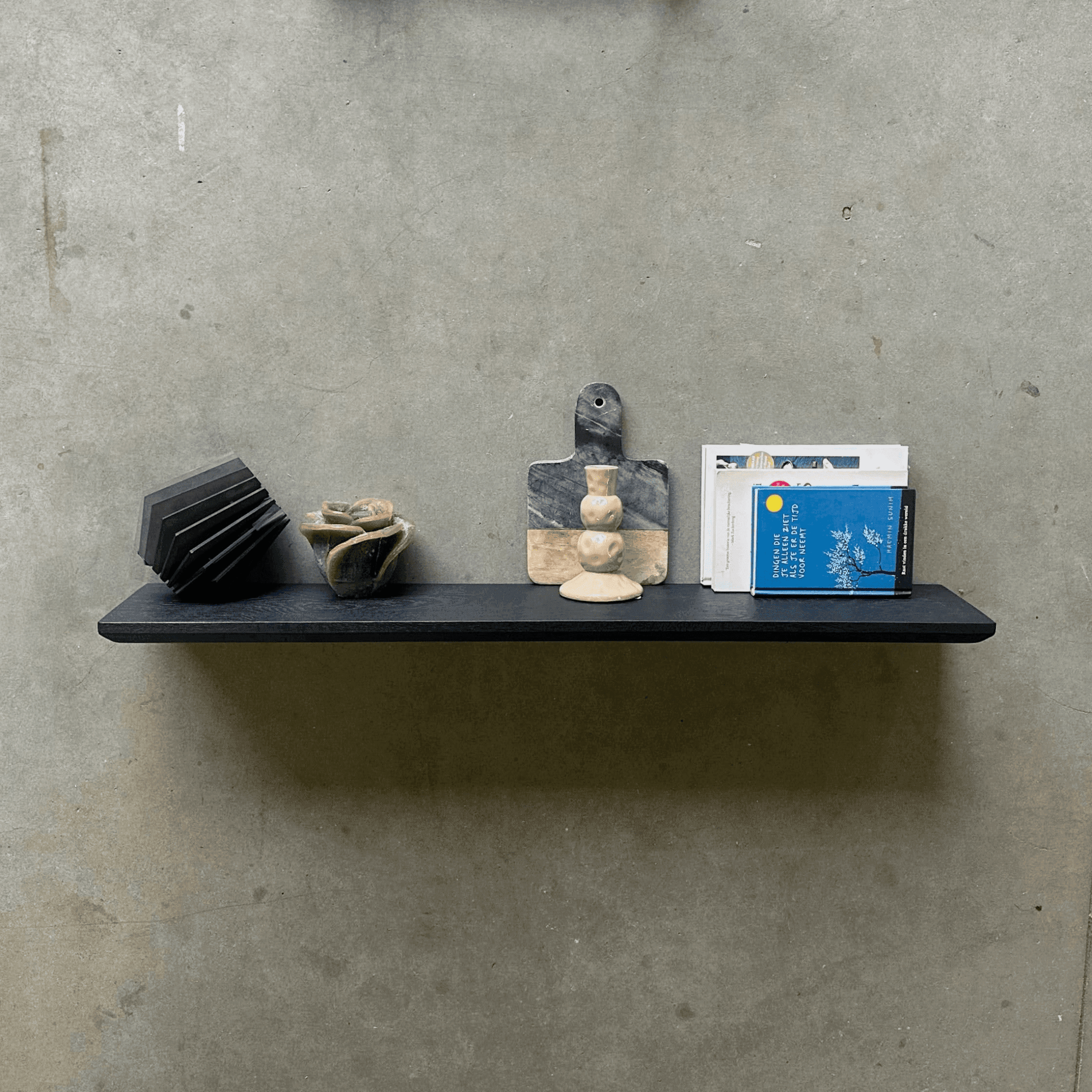 Floating Oak Wall Shelf - Beveled Edge