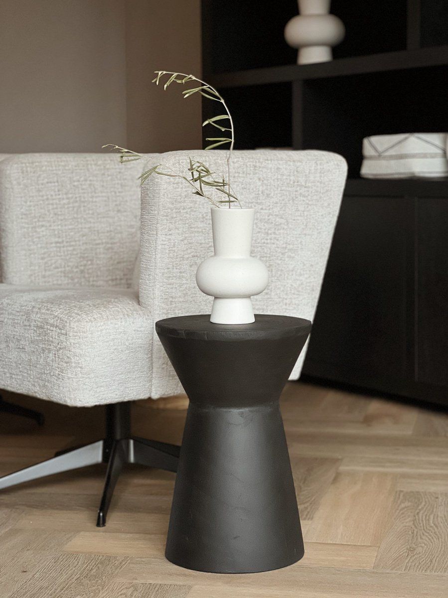 Indore Home - Vase Ann - Medium - Flower Vases - Living Room Decoration - White - 21cm - Round Vase