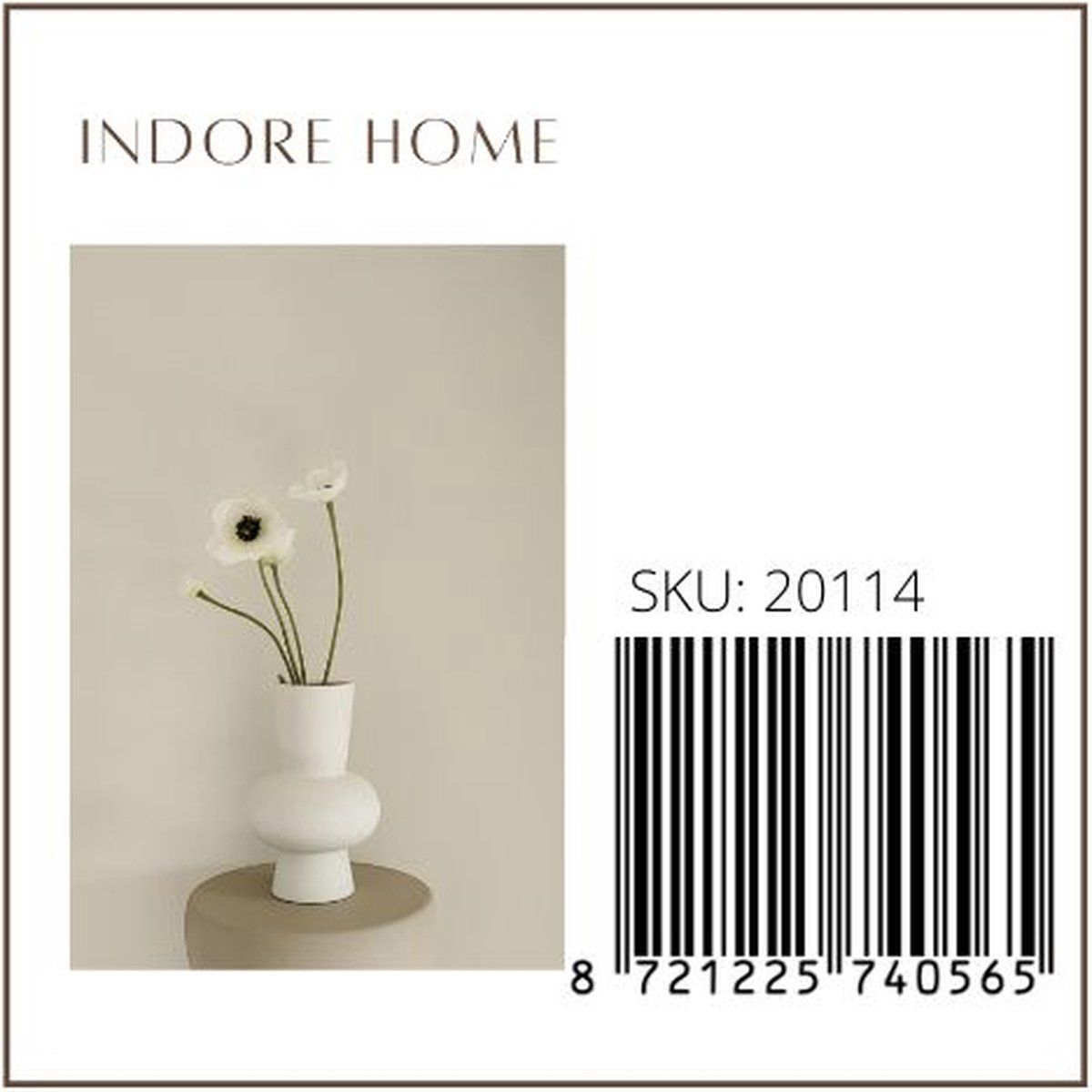 Indore Home - Vase Ann - Medium - Flower Vases - Living Room Decoration - White - 21cm - Round Vase