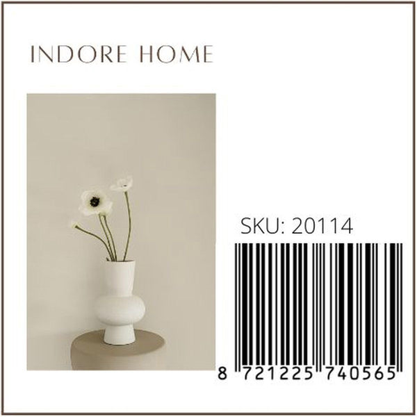 Indore Home - Vase Ann - Medium - Flower Vases - Living Room Decoration - White - 21cm - Round Vase
