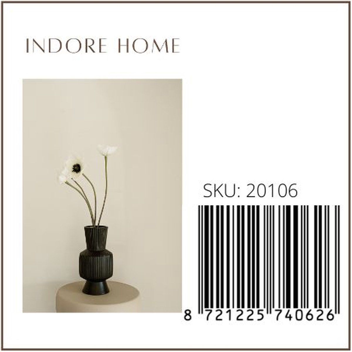 Boho Vaasje - zwart - keramiek - rond - 21cm