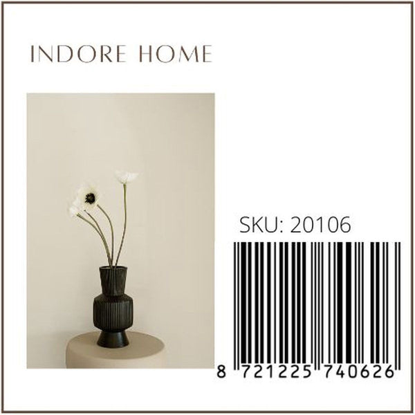 Boho Vaasje - zwart - keramiek - rond - 21cm