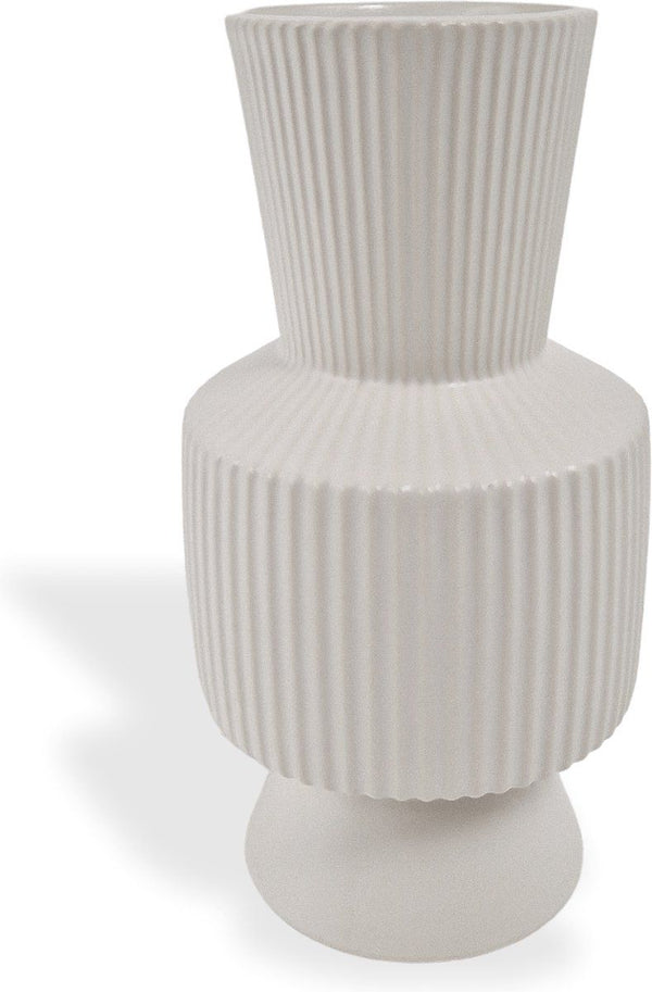 Boho Vase - White - Ceramic - Round - 21cm
