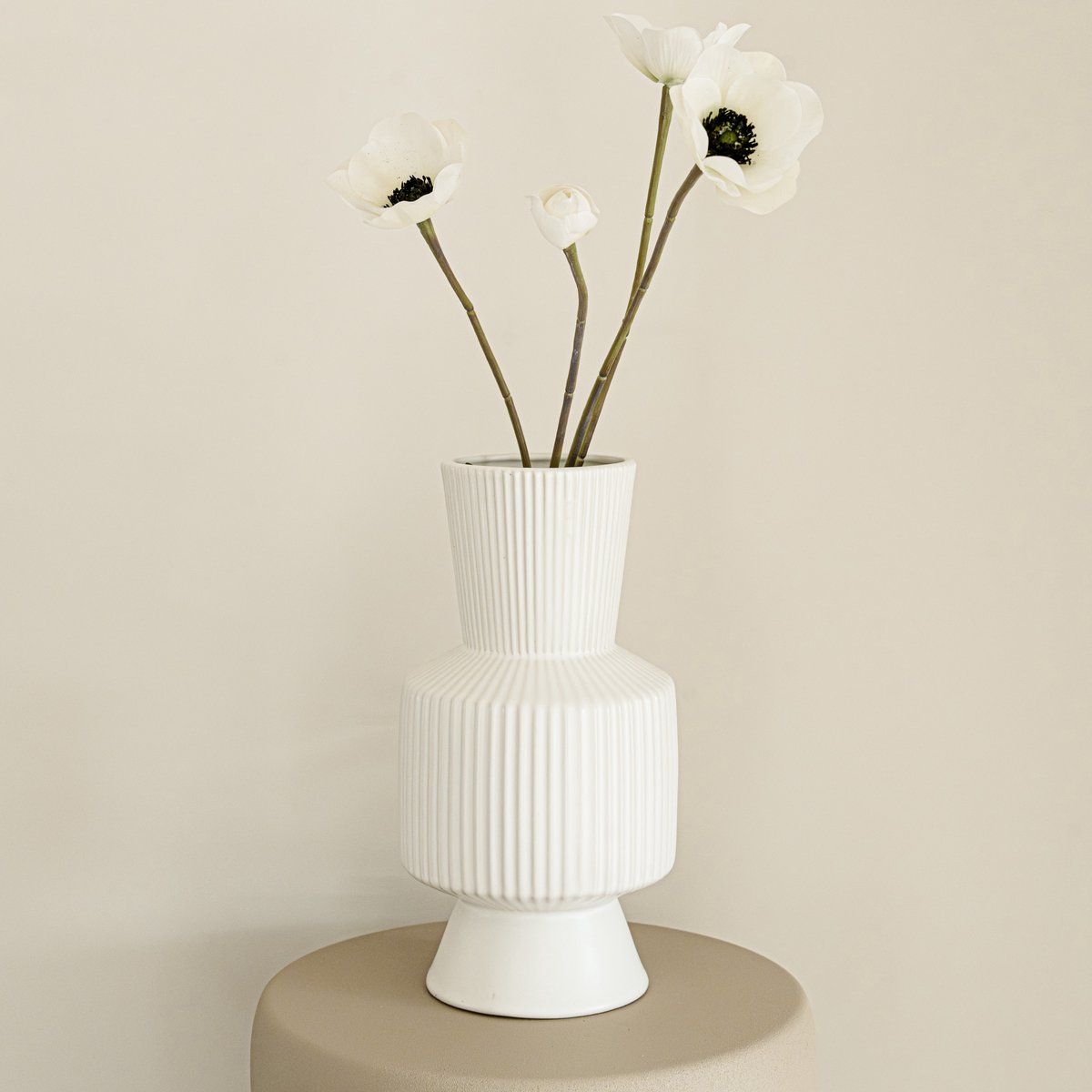 Boho Vase – White – Ceramic – Round – 25cm