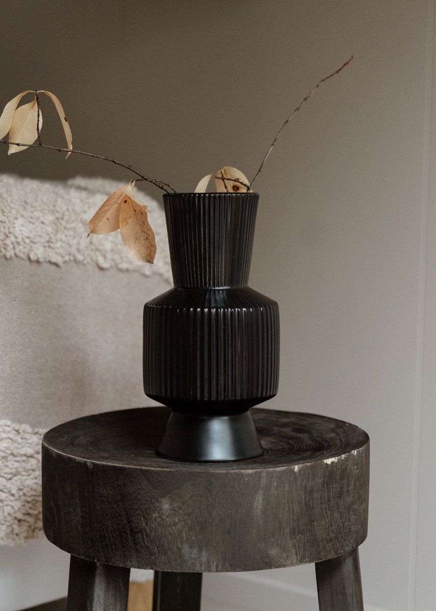 Boho Vase – Black – Ceramic – Round – 25cm