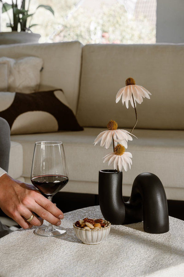 Kronkel vase – black – ceramic – round – 14cm