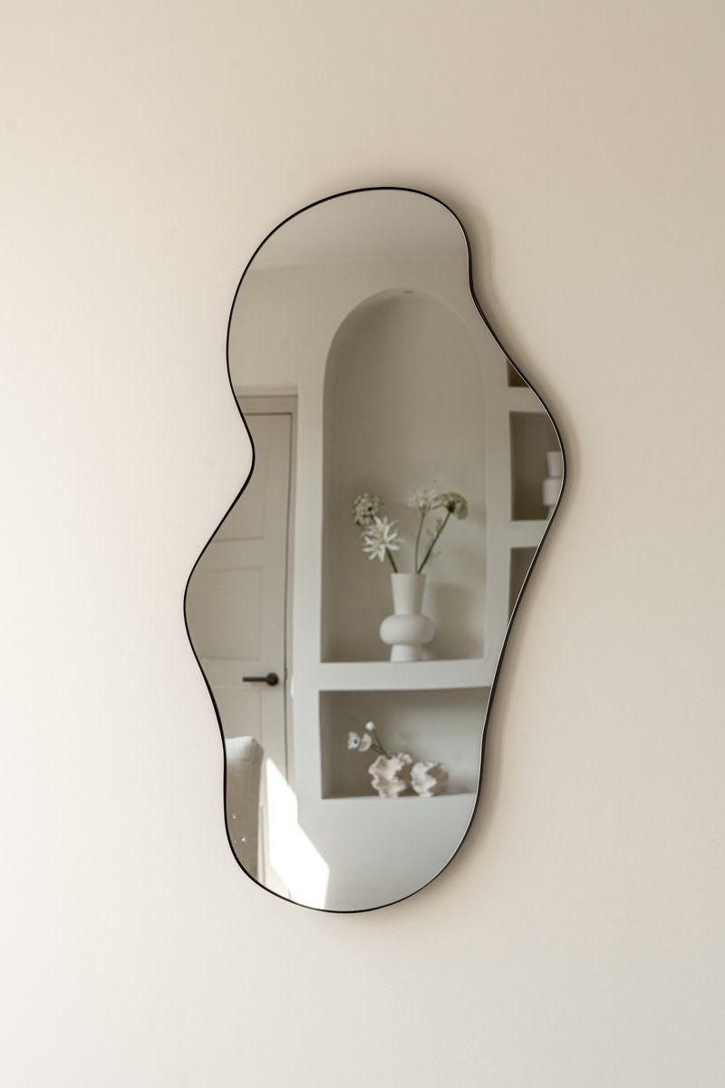 Troas Mirror - organic shape - asymmetrical - wall mirror - 110cm - Black