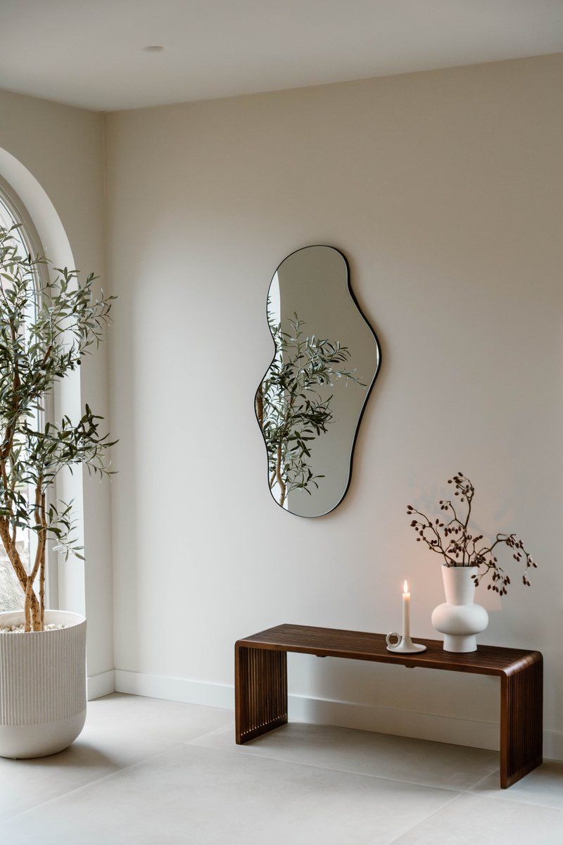 Troas Mirror - organic shape - asymmetrical - wall mirror - 110cm - Black