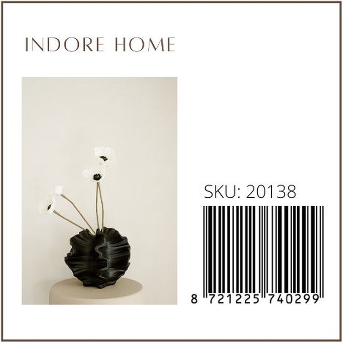 Indore Home - Koraalvaas M - Keramische Vaas - Decoratieve Accessoires - Zwart