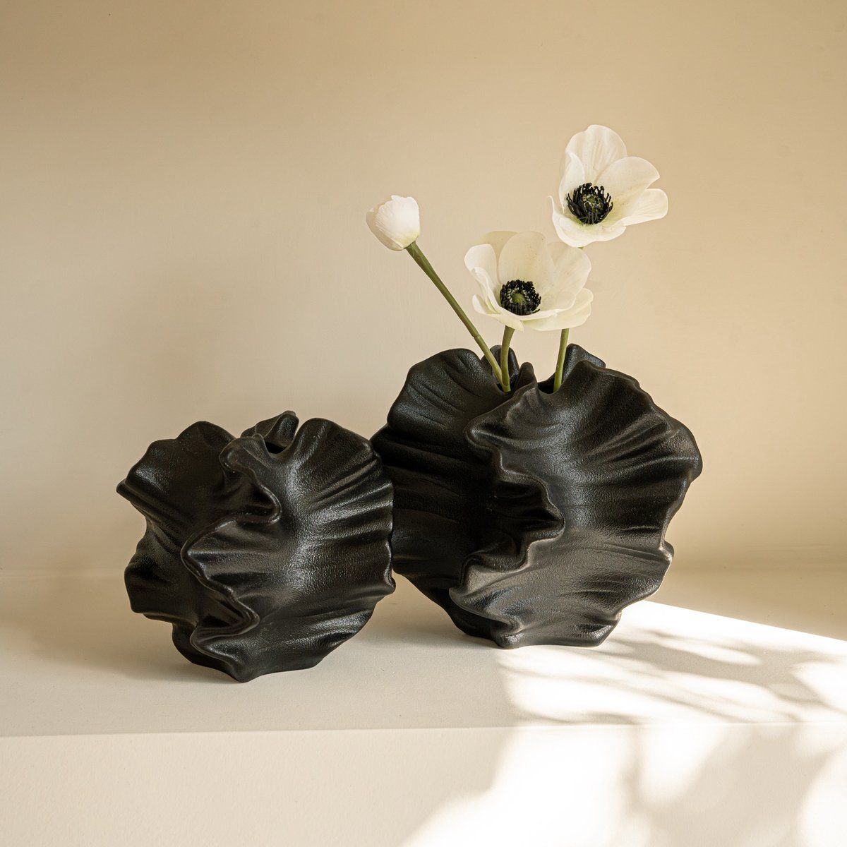 Indore Home - Coral vase set - Ceramic vase - Decorative accessories - Black