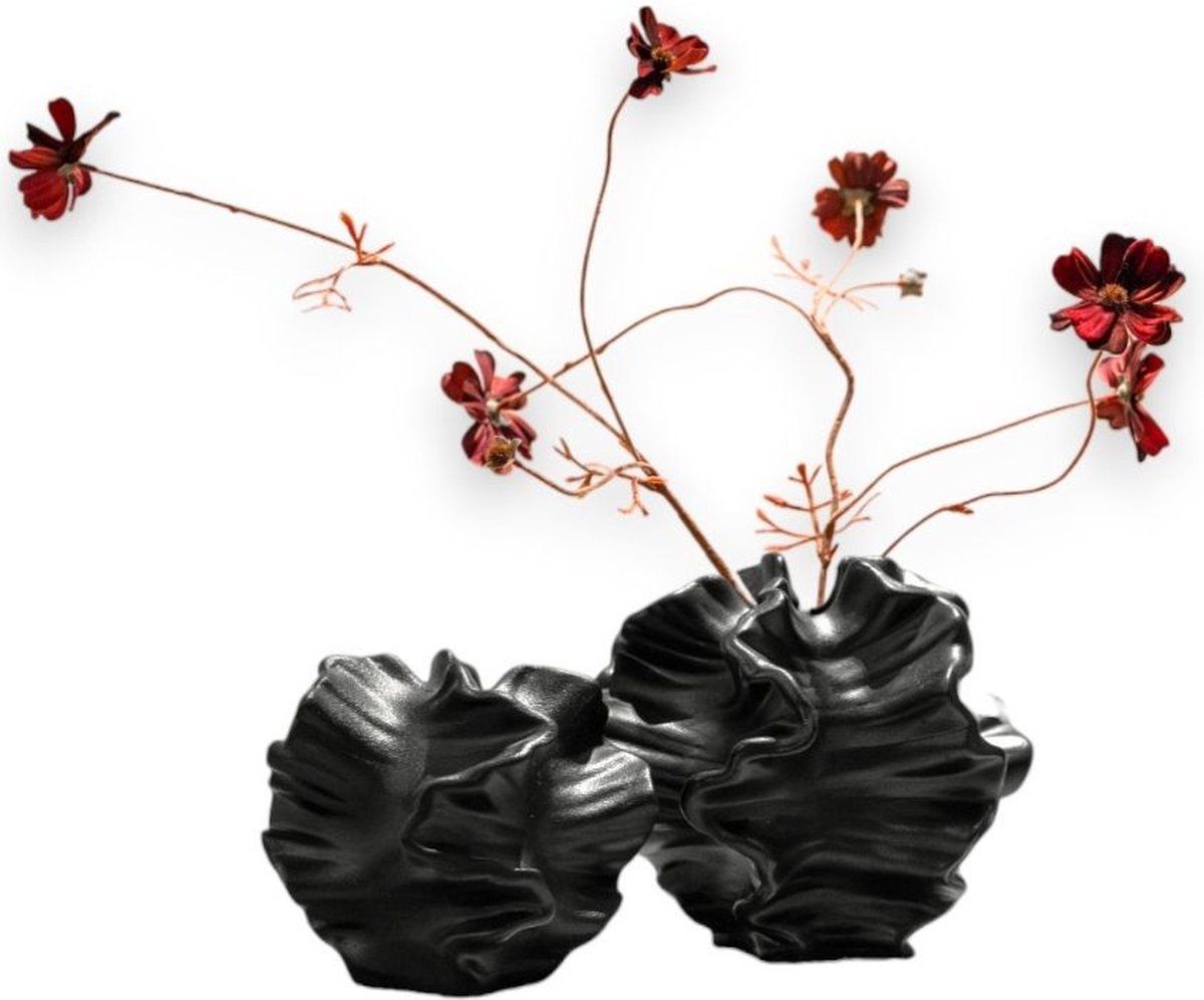 Indore Home - Coral vase set - Ceramic vase - Decorative accessories - Black
