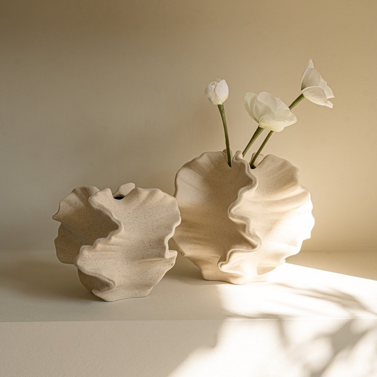 Indore Home - Coral vase set - Ceramic vase - White