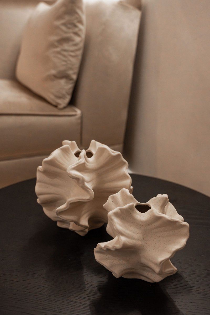 Indore Home - Coral vase set - Ceramic vase - White