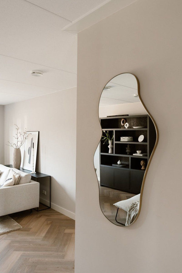 Troas Mirror - organic shape - asymmetrical - wall mirror - 110cm - gold
