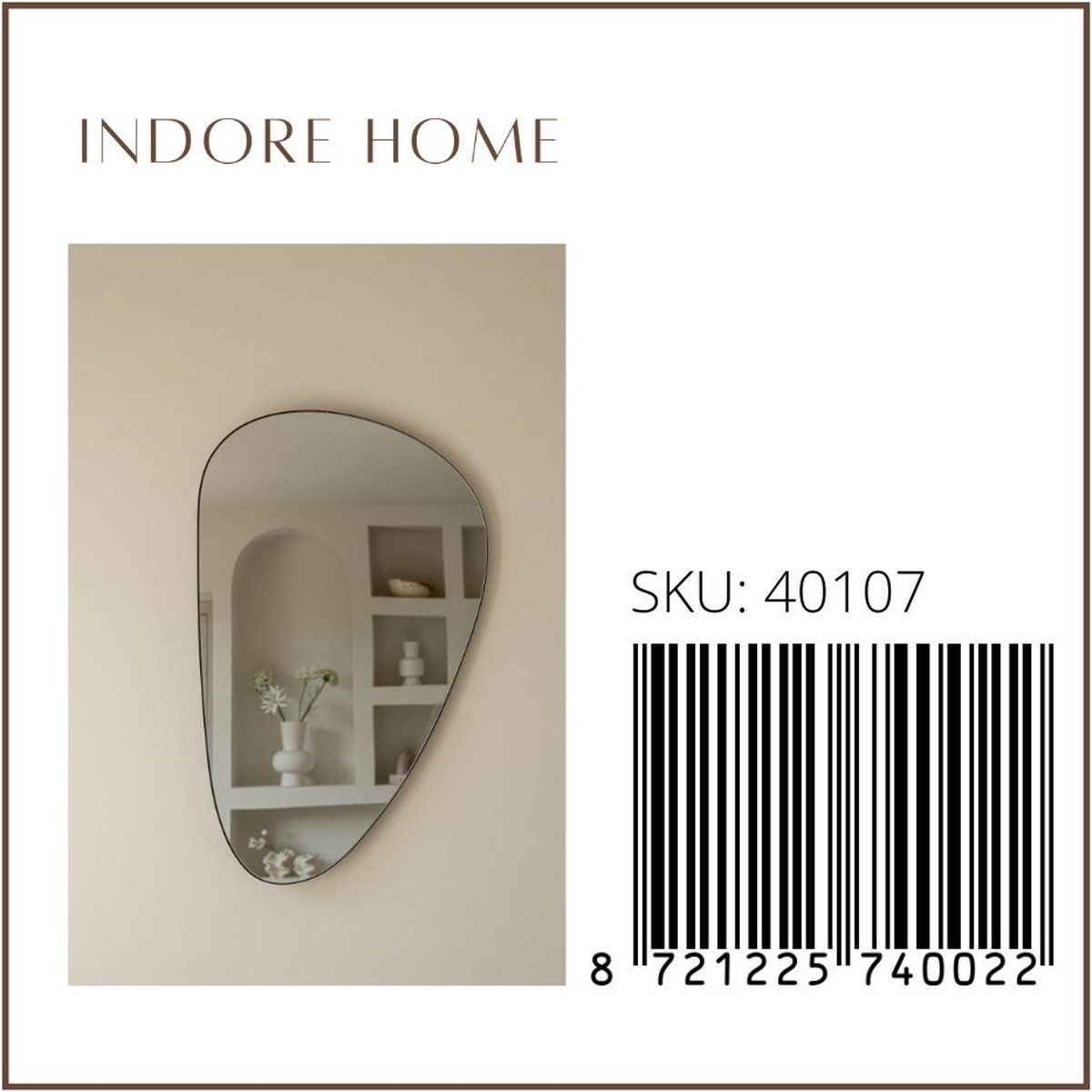 Spiegel Roosie - organic shape - asymmetrical - wall mirror - 80cm - black